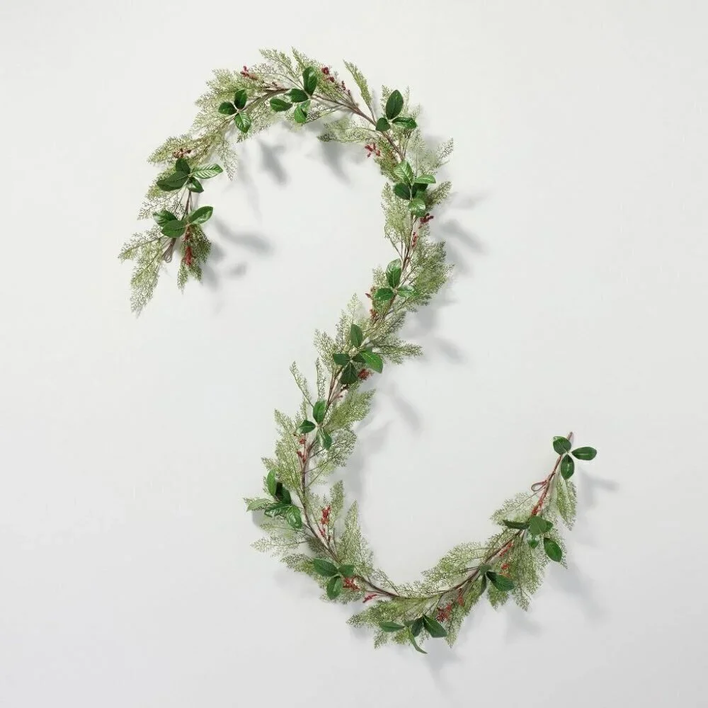 12' Cedar & Magnolia Leaf Garland Winterberries - Hearth & Hand Magnolia, Target